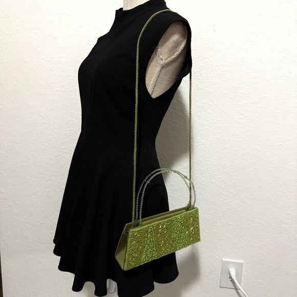 Y2K Bijoux Terner Green Sequin Beaded Clutch Bag - Picture 4 of 8